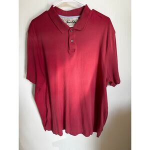 Tasso Elba Men's Polo 100% Cotton Super Soft Red Coral (small hole)‎ size XXL
